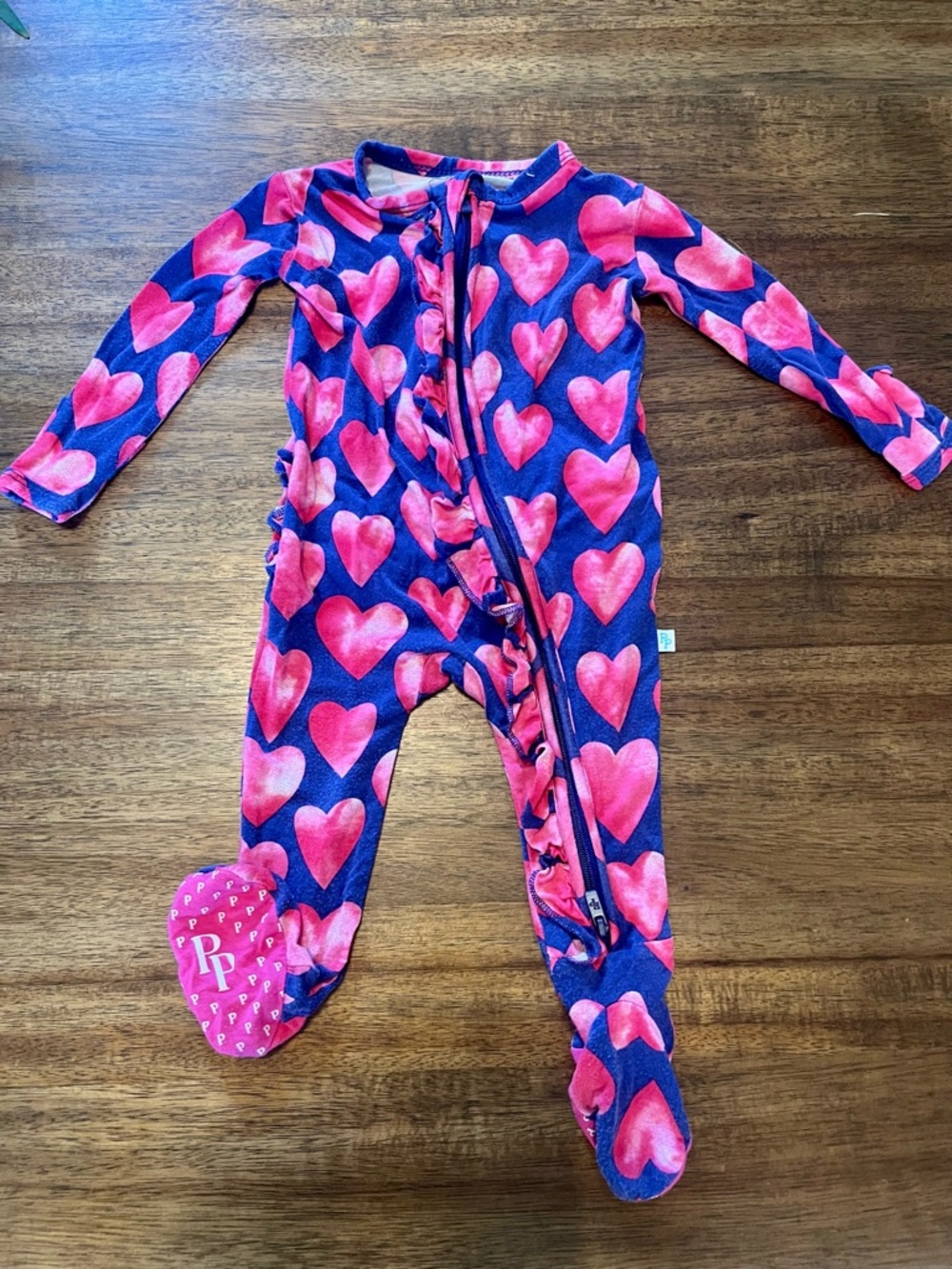 Posh Peanut Bamboo Ruffle Footie 0-3 Mo